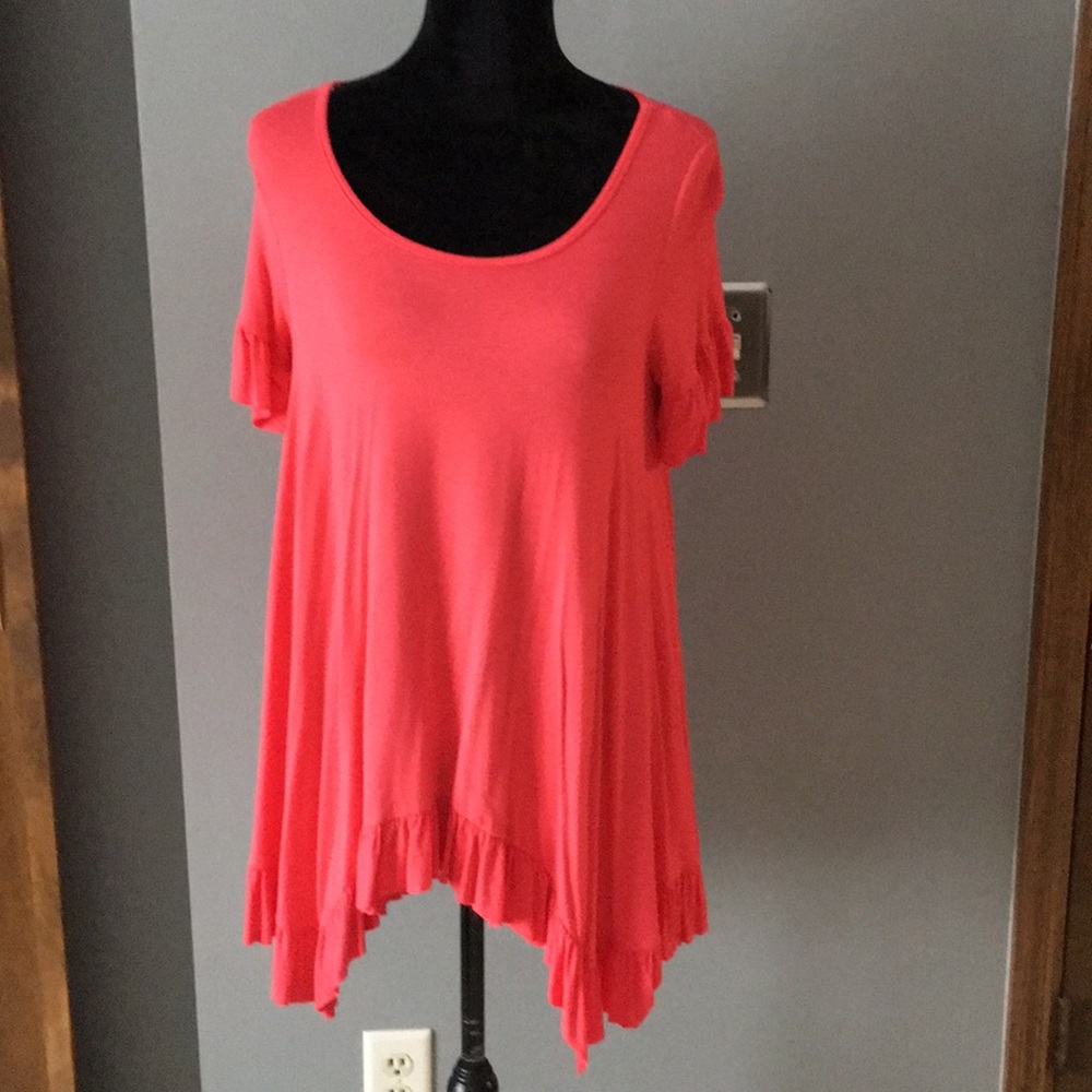 Coral ruffled top